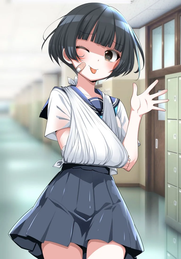 怪我してるけどお茶目で元気な女の子